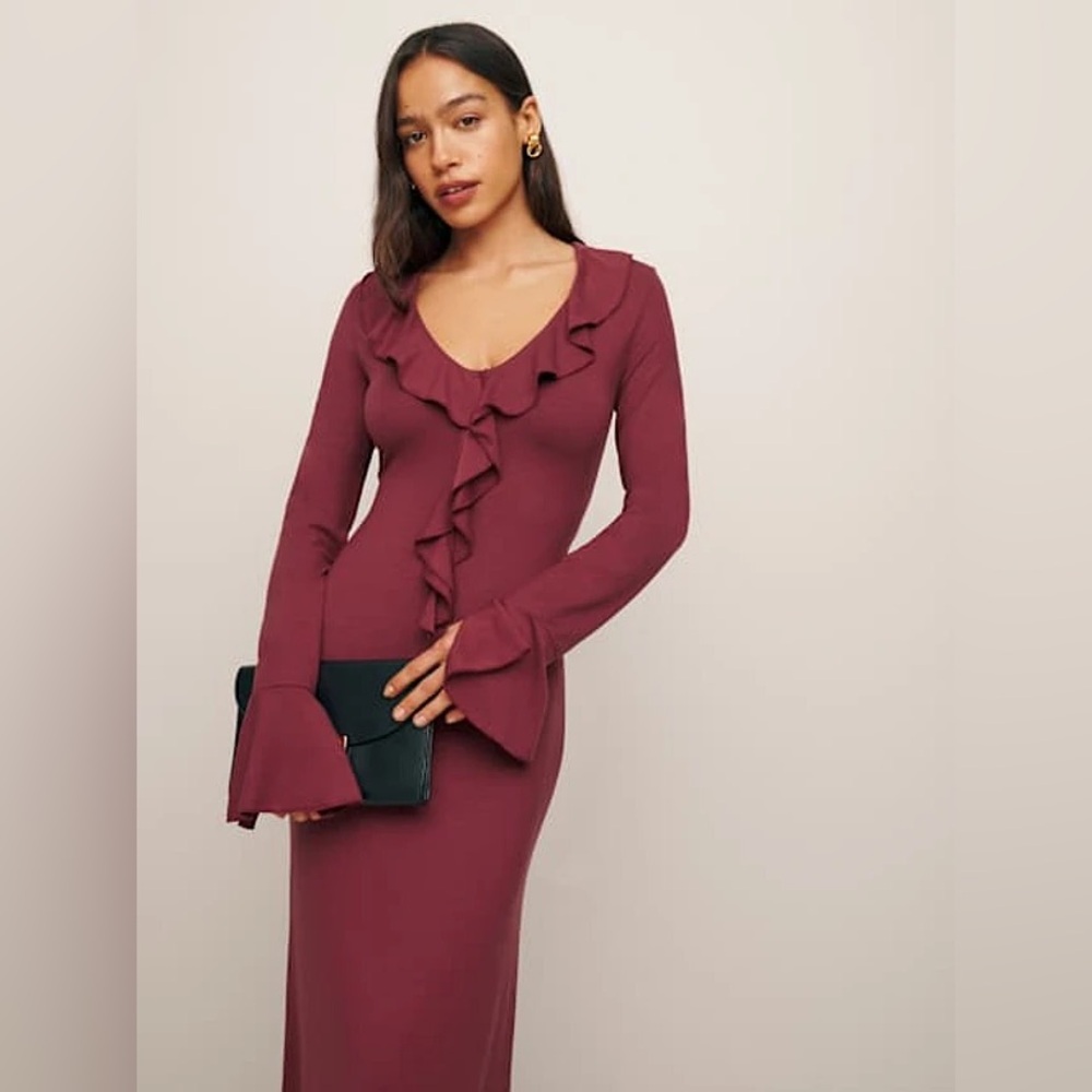 Reformation Jovie Knit Dress Size Small in Chianti - Picture 2 of 6